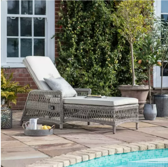 Menton Rattan Country Lounger, Stone ( Due back In 22/01/25 )