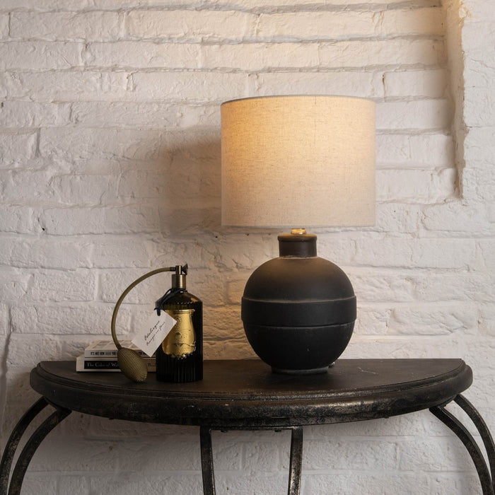 Oslo Table Lamp with Black Ceramic Base and Elegant Linen Shade