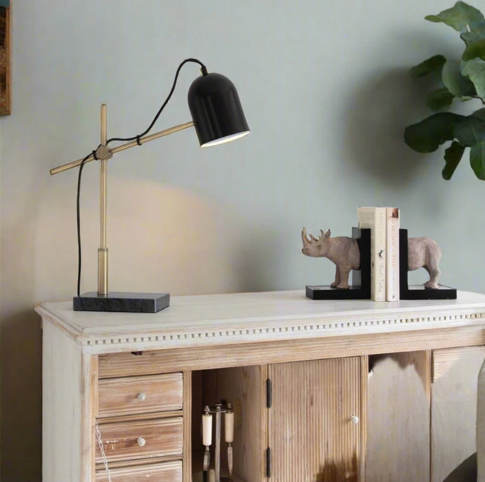 Oslo Table Lamps in Black Marble and Steel