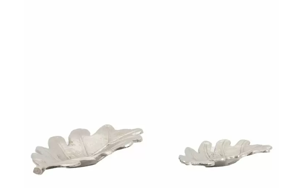 Oak Leaf Dish Antique Nickel Cast Aluminium Set of 2