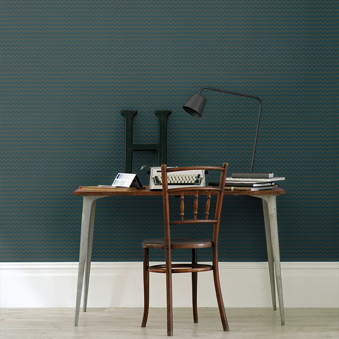 Zoffany Wallpaper - The Muse - Oblique - Prussian Blue