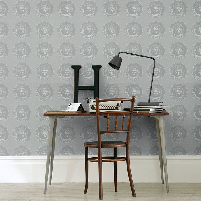 Zoffany Wallpaper - Palladio Volume I - Medallion - Silver / Perfect White