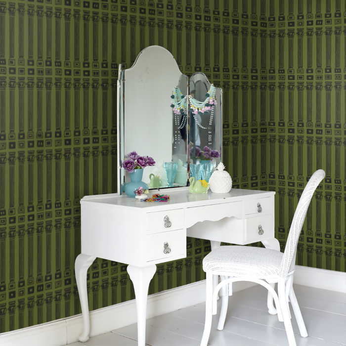 Zoffany Wallpaper - Palladio Volume I - Columns - Olive / Bone Black