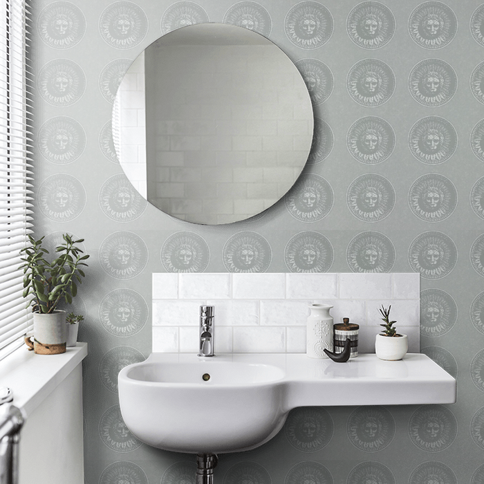 Zoffany Wallpaper - Palladio Volume I - Medallion - Silver / Perfect White