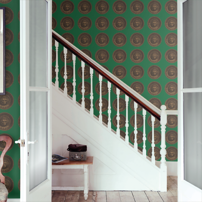 Zoffany Wallpaper - Palladio Volume I - Medallion - Malachite / Gold