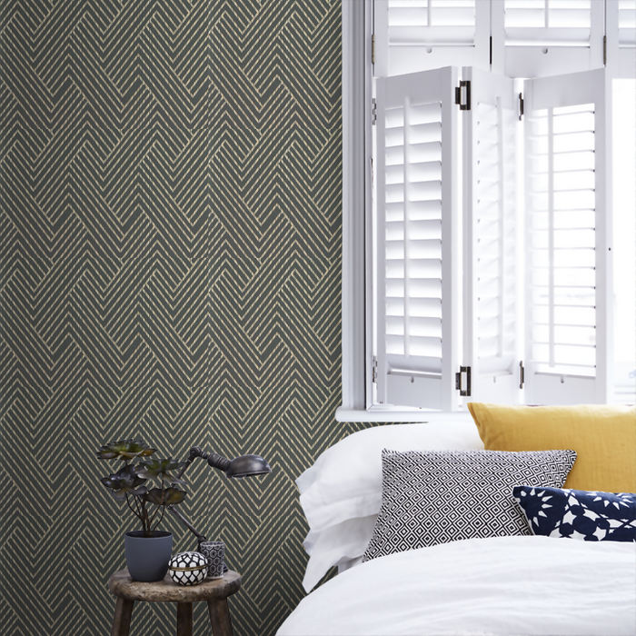 Clarke & Clarke Vivado Wallpaper Collection - Grassetto - Charcoal