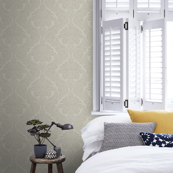 Zoffany Wallpaper - Constantina Damask - Malmaison - Chalk