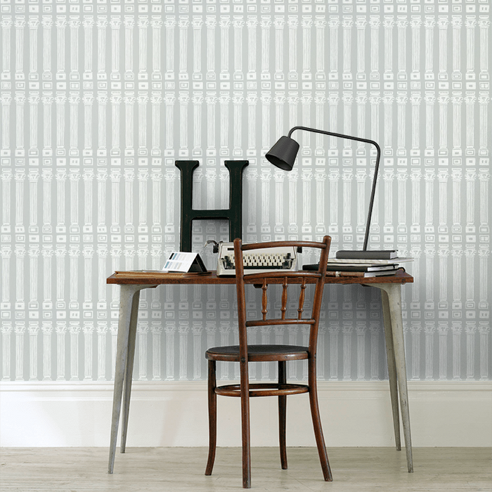 Zoffany Wallpaper - Palladio Volume I - Columns - Empire Grey / Architects White