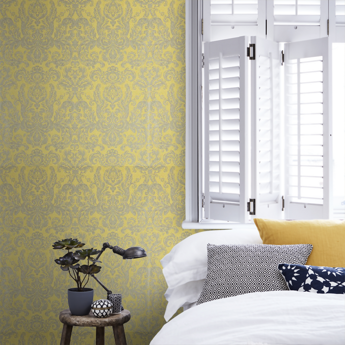 Zoffany Wallpaper - Constantina Damask - Brocatello - Mimosa