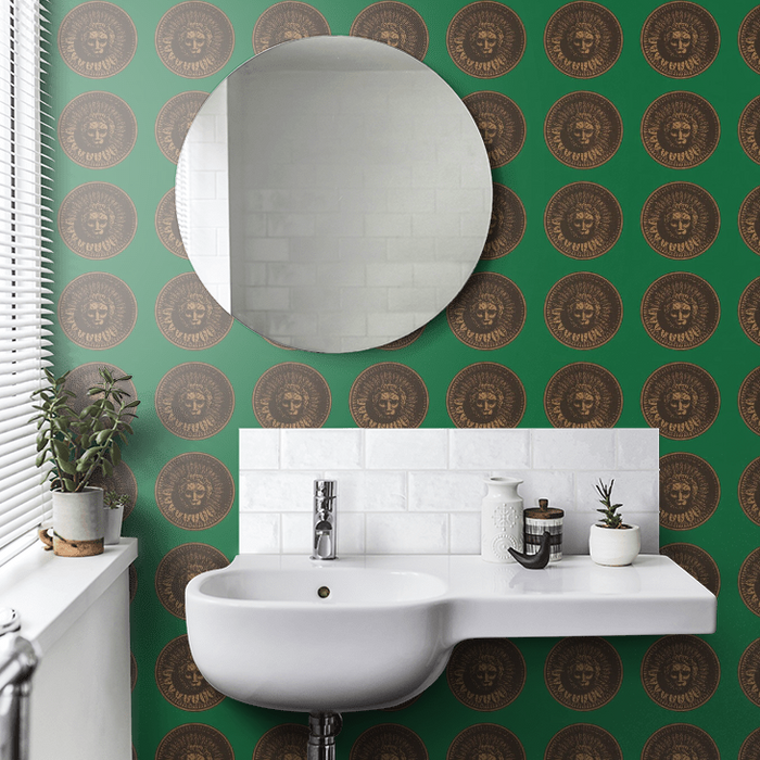 Zoffany Wallpaper - Palladio Volume I - Medallion - Malachite / Gold