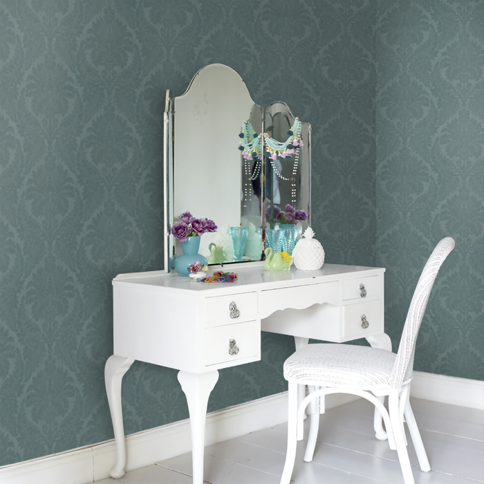 Zoffany Wallpaper - Constantina Damask - Malmaison - Teal