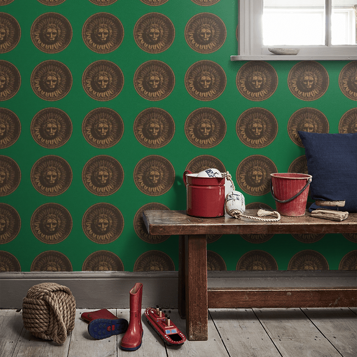 Zoffany Wallpaper - Palladio Volume I - Medallion - Malachite / Gold