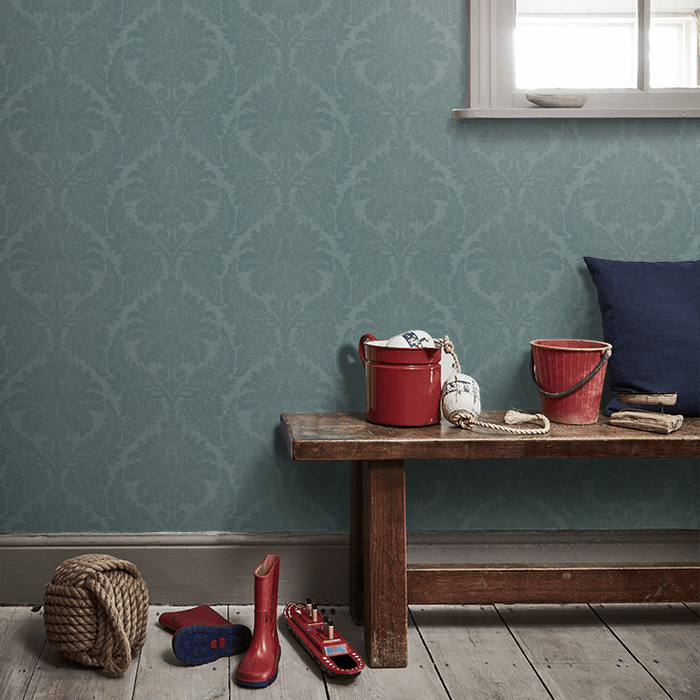 Zoffany Wallpaper - Constantina Damask - Malmaison - Teal