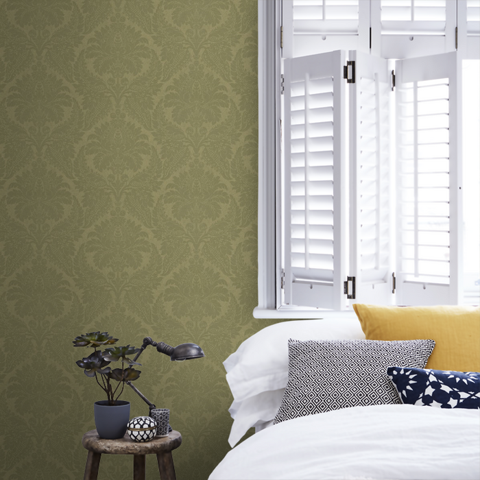 Zoffany Wallpaper - Constantina Damask - Malmaison- Old Gold