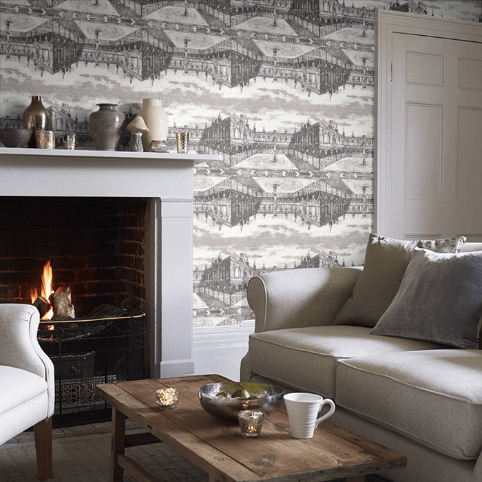 Zoffany Wallpaper - Palladio Volume I - Royal Exchange - Snow / Architects White