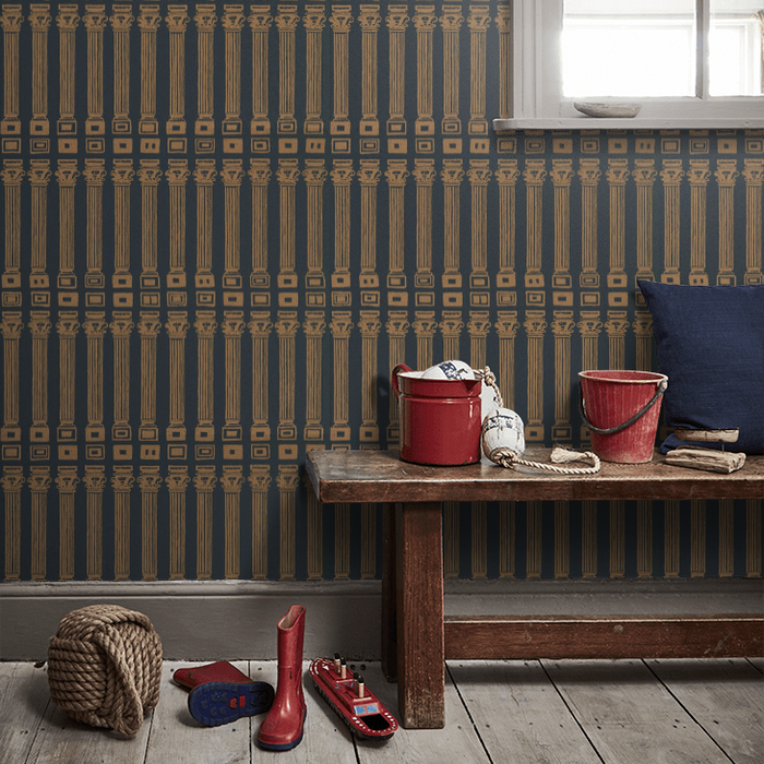 Zoffany Wallpaper - Palladio Volume I - Columns - Vine Black / Antique Gold