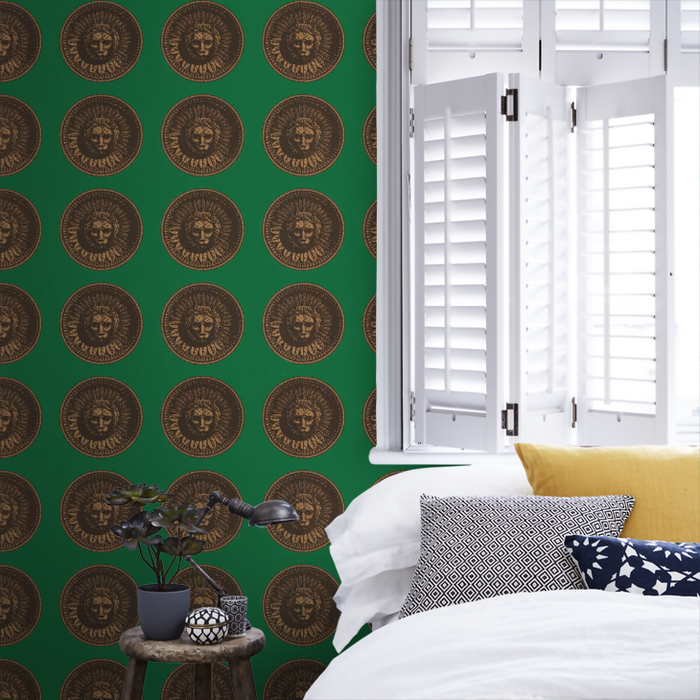 Zoffany Wallpaper - Palladio Volume I - Medallion - Malachite / Gold