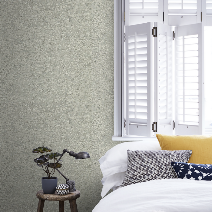 Zoffany Wallpaper - Kempshott - Weathered Stone Plain - Graphite