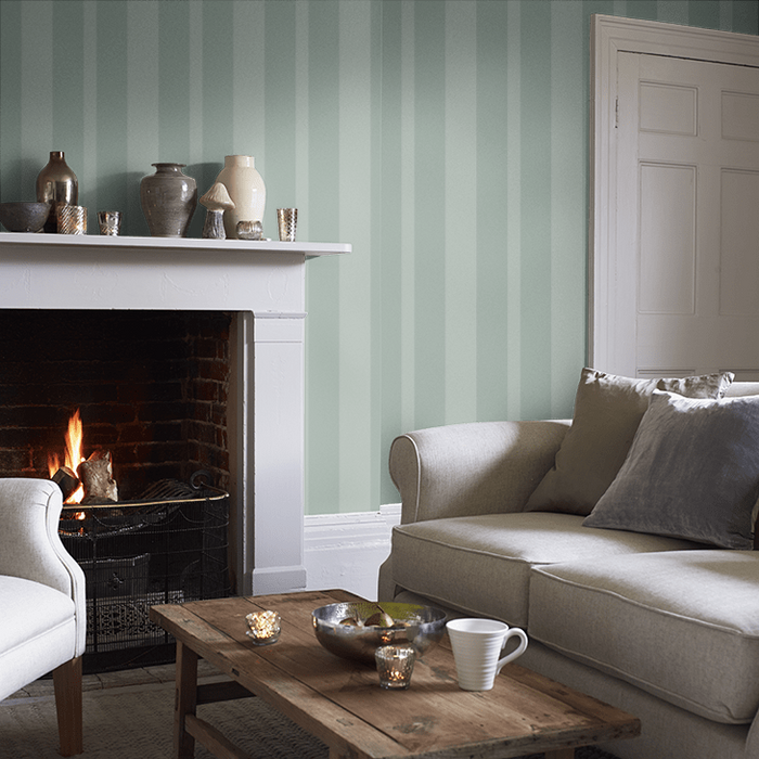 Laura Ashley Wallpaper - Lille Pearlescent Stripe