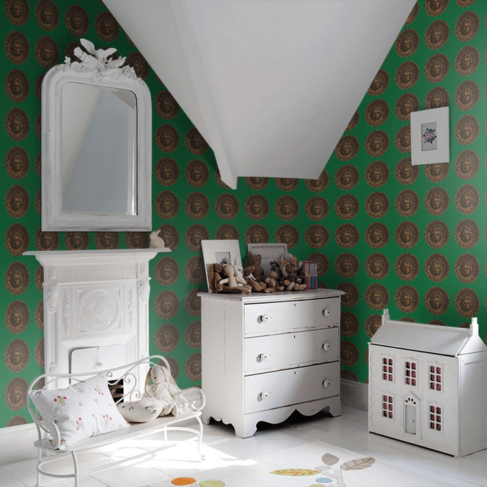 Zoffany Wallpaper - Palladio Volume I - Medallion - Malachite / Gold