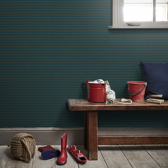 Zoffany Wallpaper - The Muse - Oblique - Prussian Blue