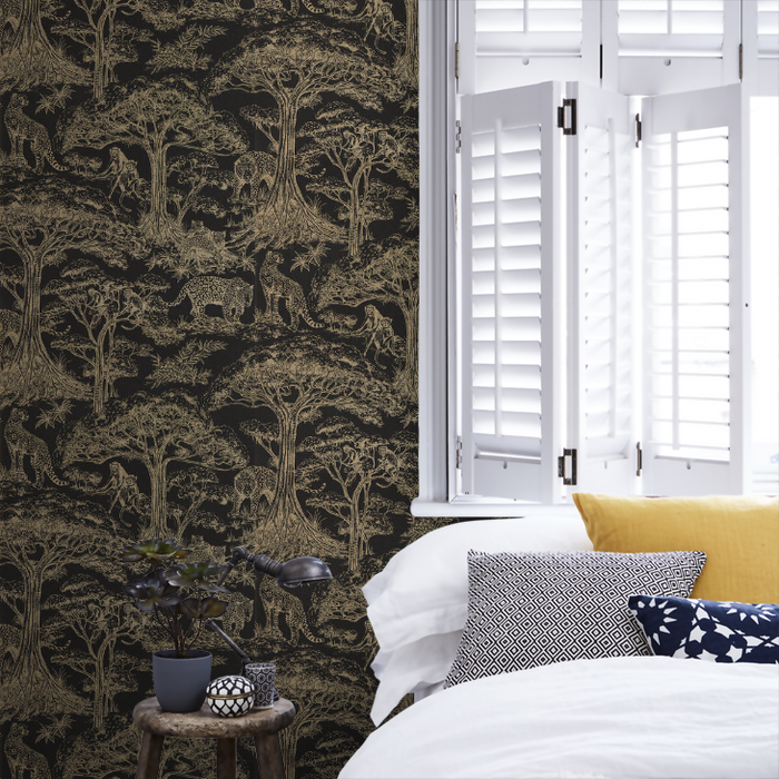 Clarke & Clarke X Breegan Jane Wallpaper Collection - Kisumu - Noir