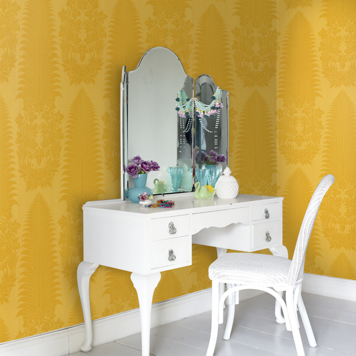 Zoffany Wallpaper - Cotswold Manor - Marsden`s Palm Damask - Tigers Eye