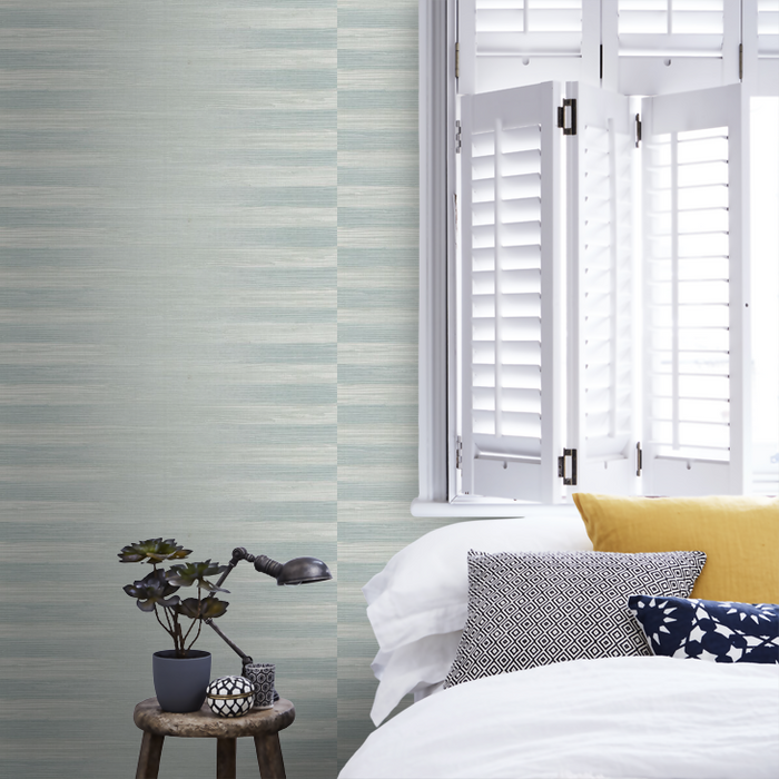 Zoffany Wallpaper - Kensington Walk- Kensington Grasscloth - Duck egg