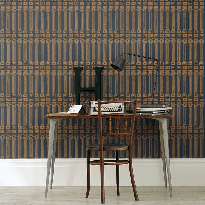 Zoffany Wallpaper - Palladio Volume I - Columns - Vine Black / Antique Gold