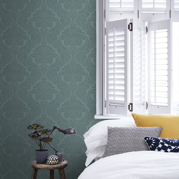 Zoffany Wallpaper - Constantina Damask - Malmaison - Teal