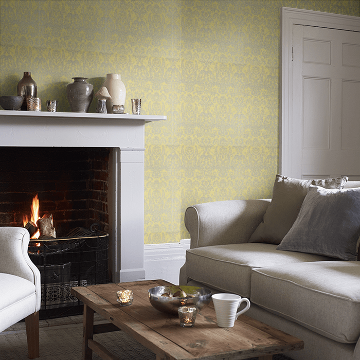 Zoffany Wallpaper - Constantina Damask - Brocatello - Mimosa