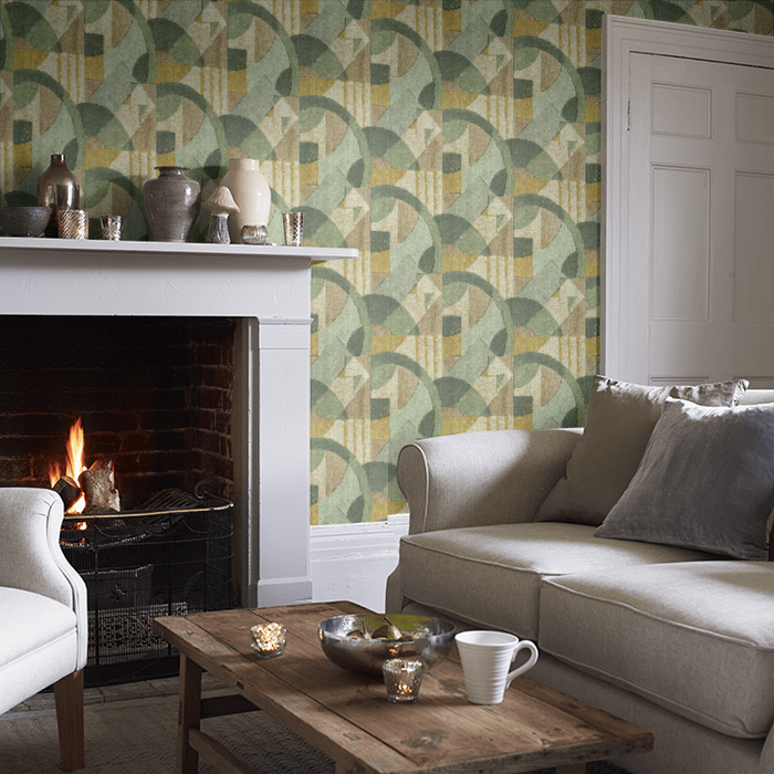 Zoffany Wallpaper - Rhombi - Abstract 1928 - Antique Olivine