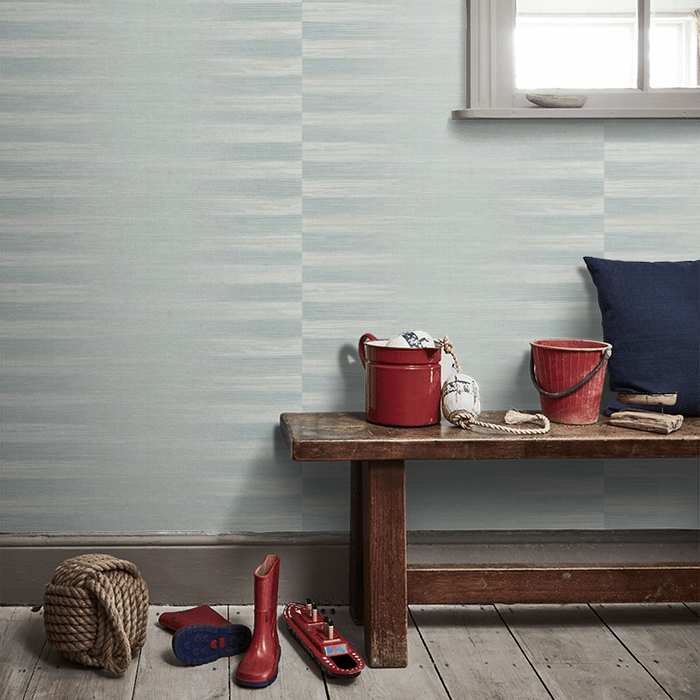 Zoffany Wallpaper - Kensington Walk- Kensington Grasscloth - Duck egg