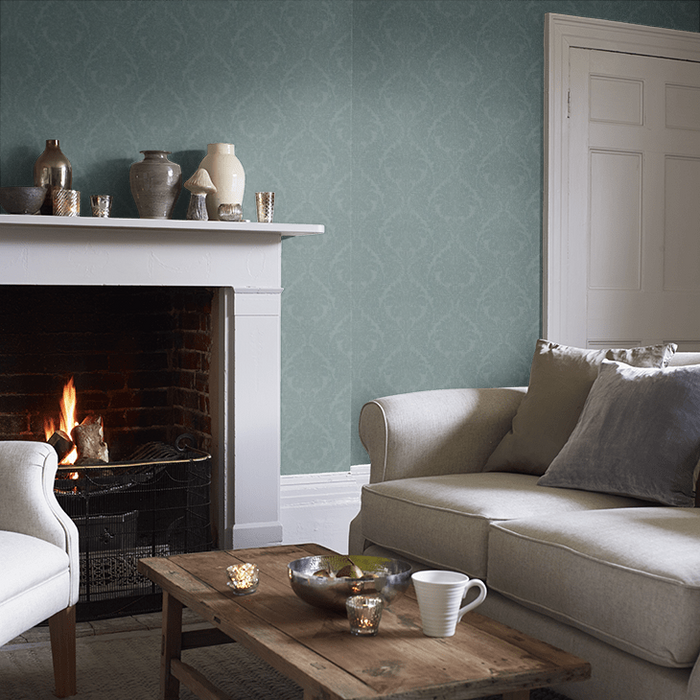 Zoffany Wallpaper - Constantina Damask - Malmaison - Teal