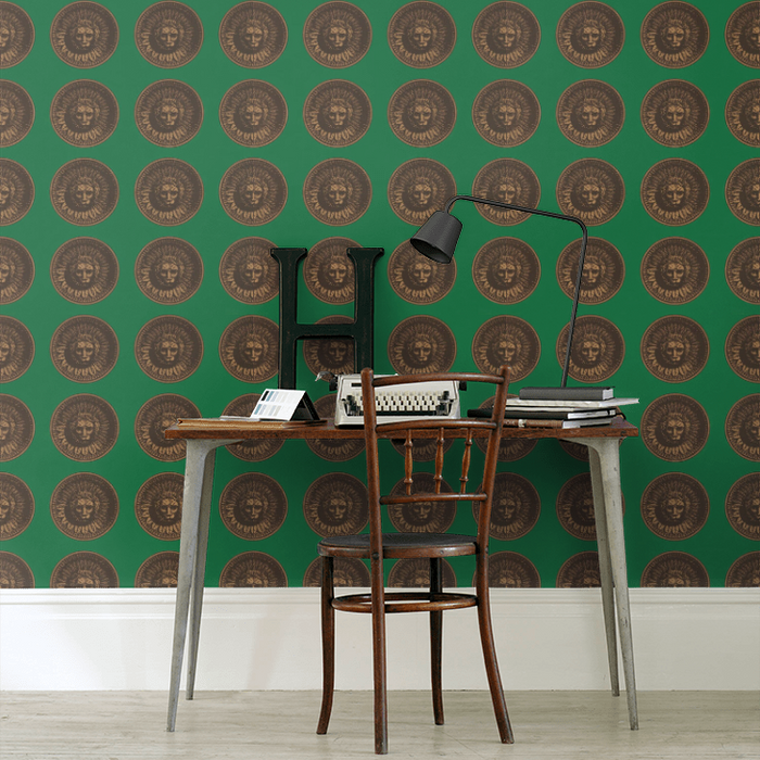 Zoffany Wallpaper - Palladio Volume I - Medallion - Malachite / Gold