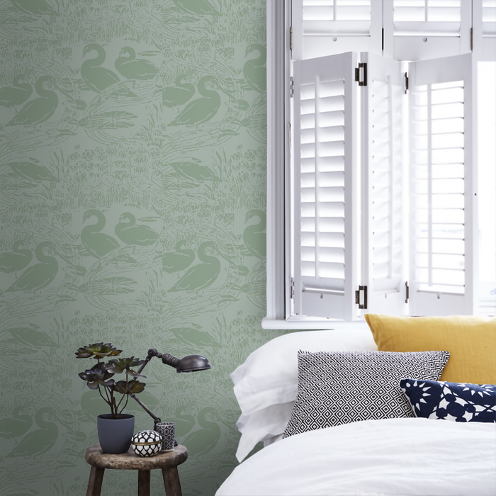 Laura Ashley Wallpaper - Swans