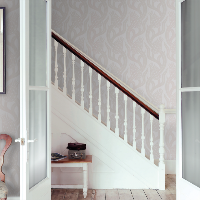 Zoffany Wallpaper - Kensington Walk- Persian Tulip - Silver