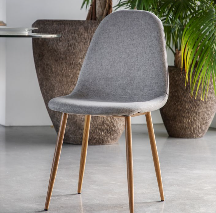 Marston Dining Chair Set – Set of 2 in Light Grey with Oak Legs ( Due In 26/12/24 )