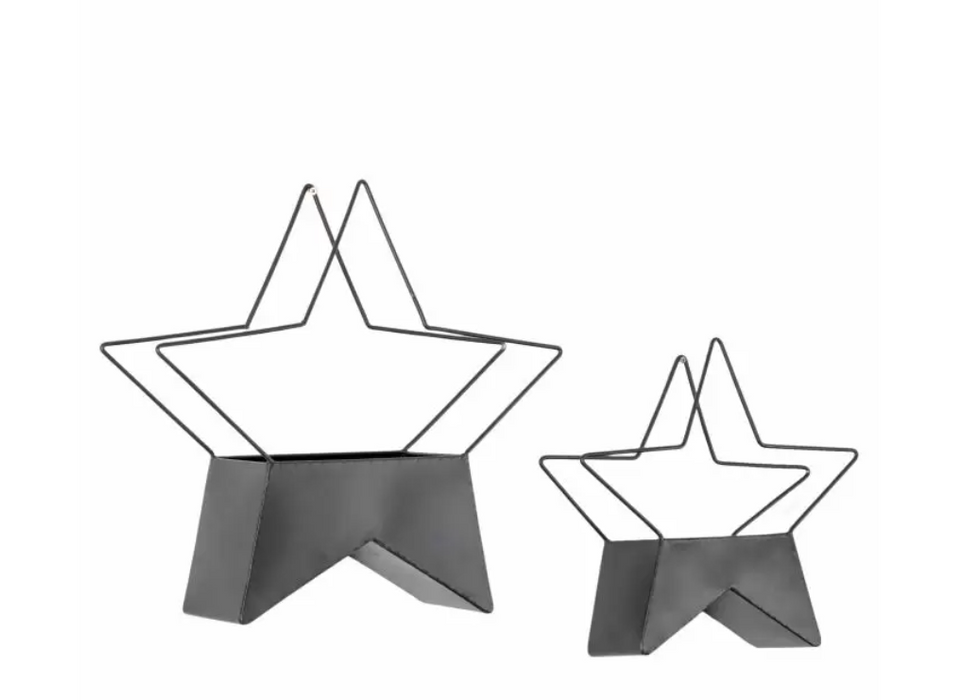 Neptune Star Black Iron Planter Set of 2