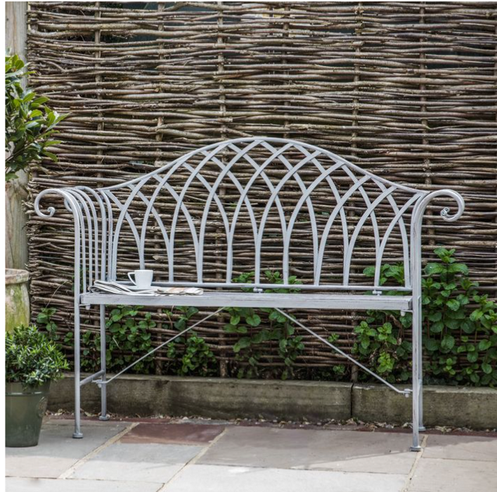 Donnington Outdoor Metal Bench, Distressed Grey