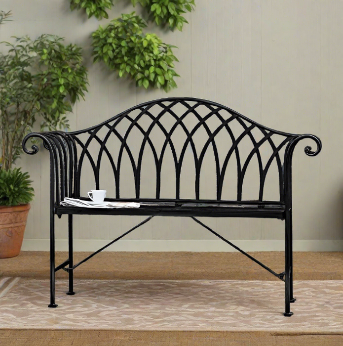 Donnington Outdoor Metal Bench, Black