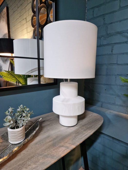 White Ceramic Table Lamp with White Shade