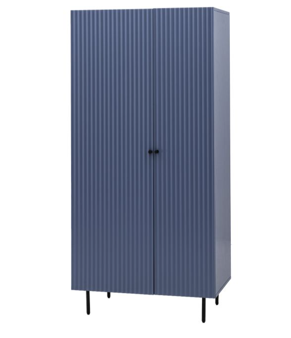 Weston Contemporary Blue Vertical Scalloped Wardrobe