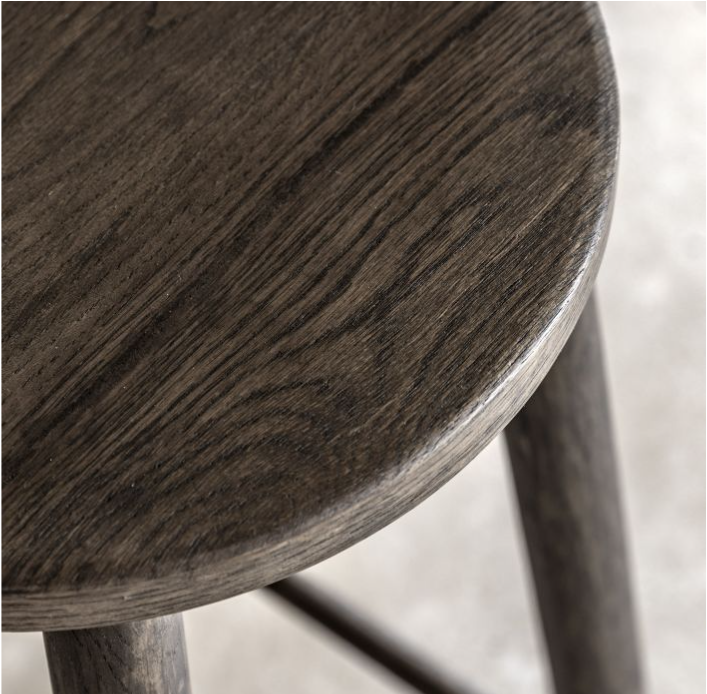 Hatfield Wooden Bar Stool, Smoked Oak