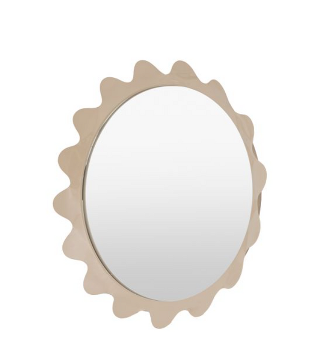 Shoreditch Quirky Round Wavy Edge Metal Mirror in Taupe