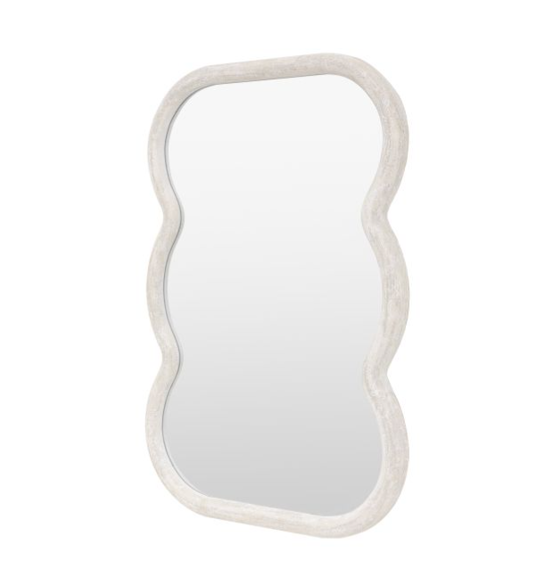 Como Curved White Wavy Edge Leaner Mirror