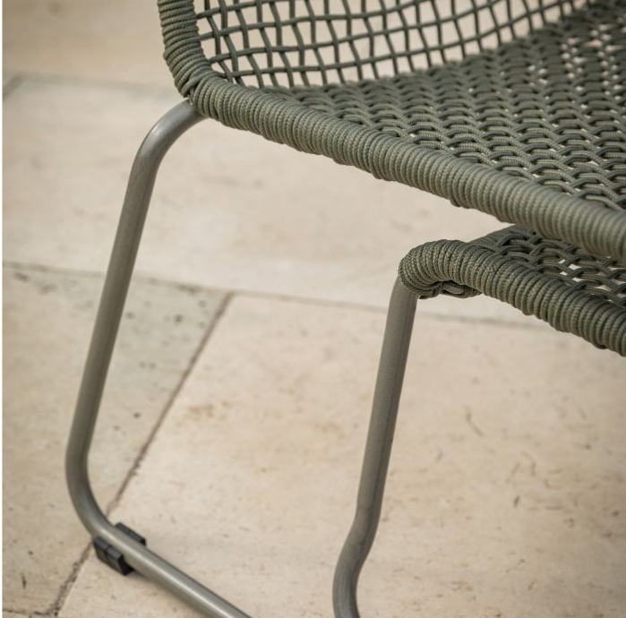 Crofton Garden Lounge Chair & Footstool, Green Woven Rope & Metal ( Due Back In 28/01/25 )