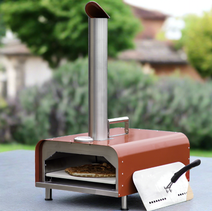 Renzo Outdoor Pizza Oven, Tabletop, Red, Stainless Steel