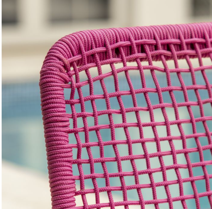 Crofton Garden Lounge Chair & Footstool, Pink Woven Rope & Metal ( Due Back In 28/01/25 )