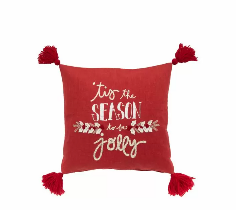 Tis The Season Red Linen Cushion